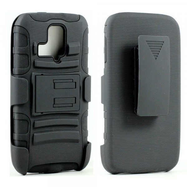 Wholesale Kyocera Hydro Icon C6730 Armor Shell Holster Combo (Black)